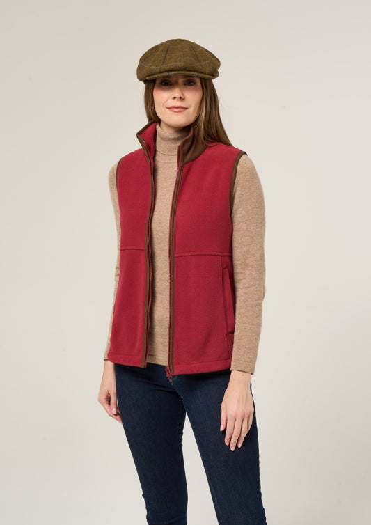 Aylsham Ladies Fleece Gilet In Cranberry