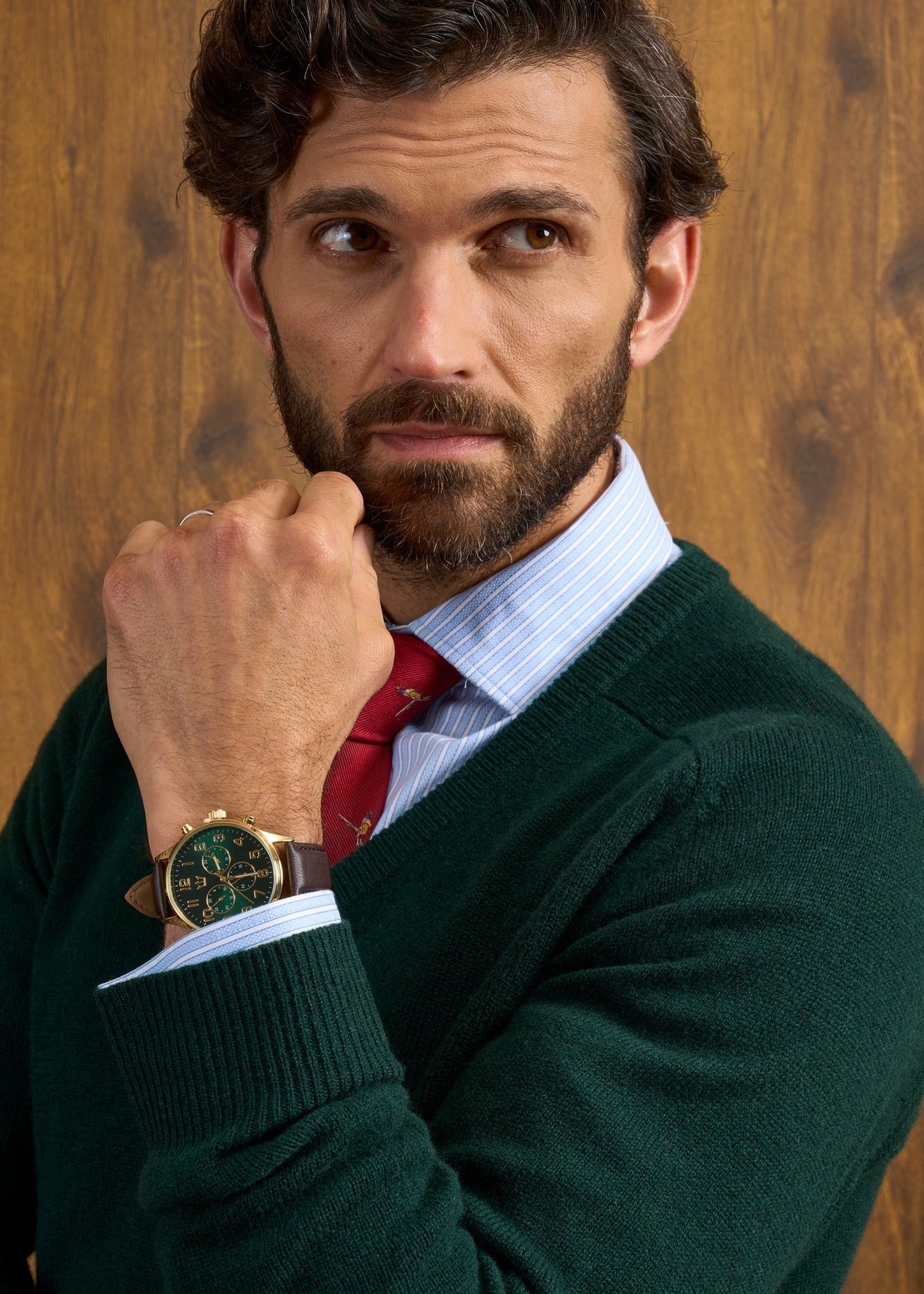 Hampshire Lambswool Jumper in Tartan Green