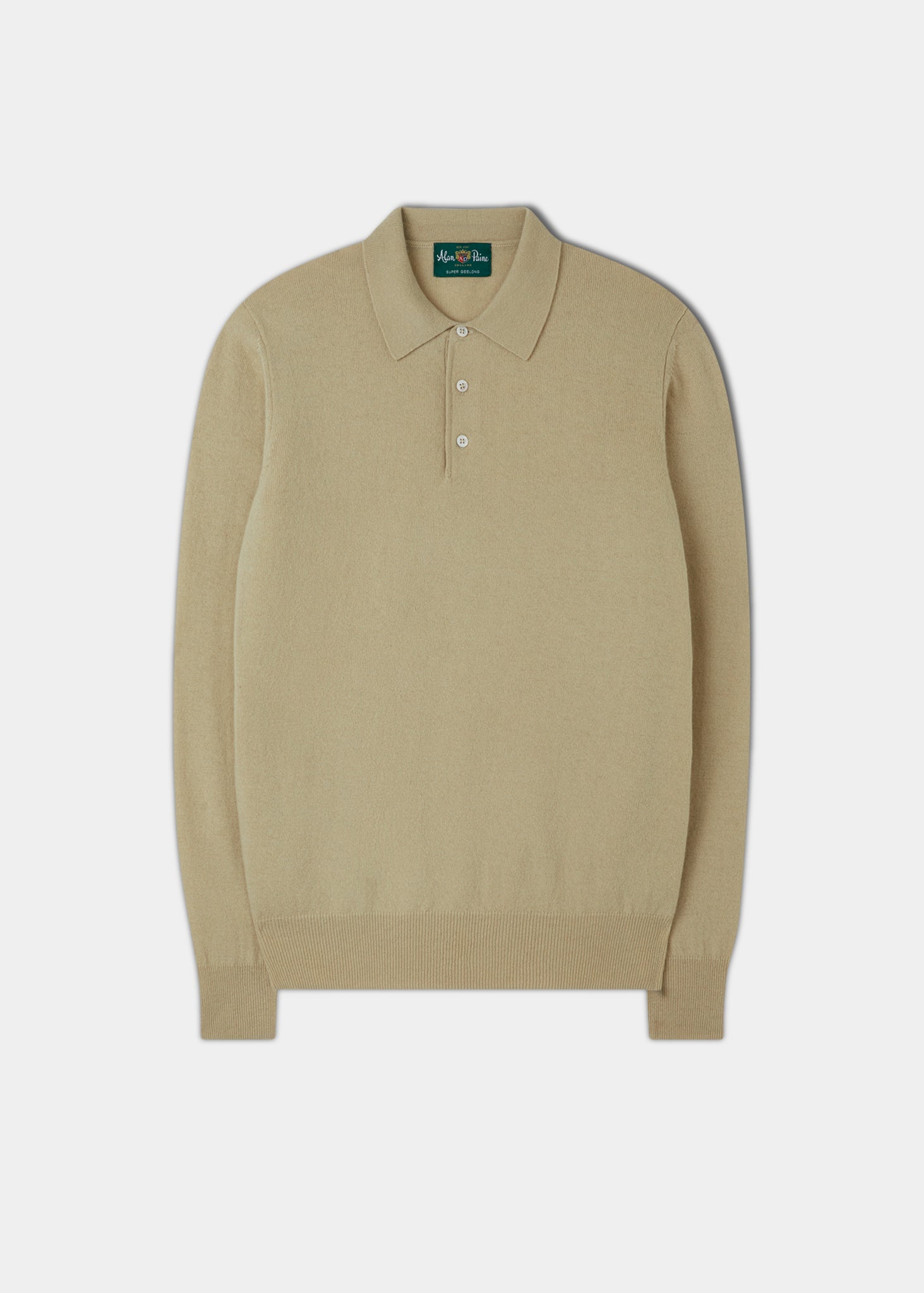 Long Sleeve Polo Shirt in Natural