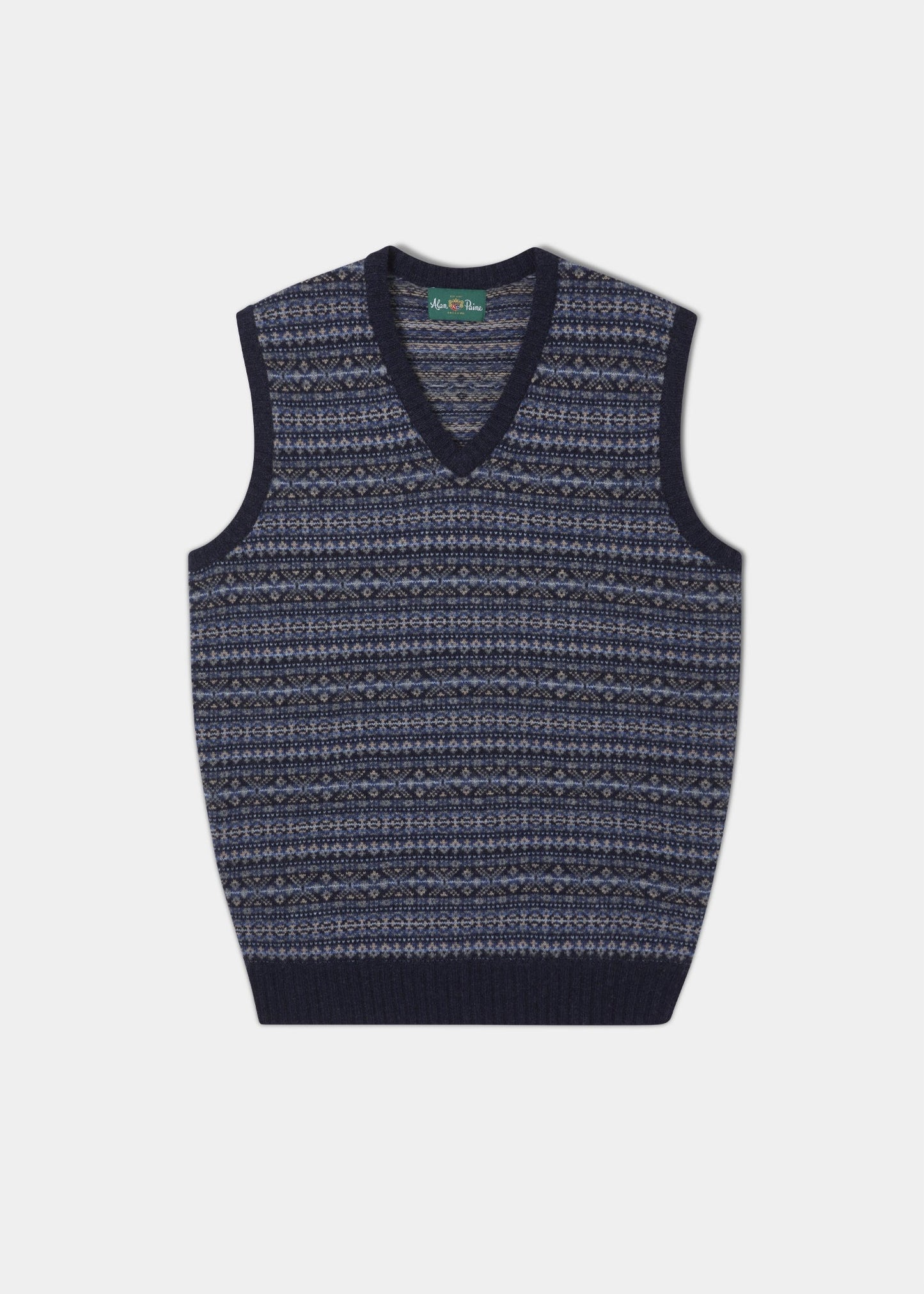 Nyland Men's Lambswool Fairisle Oxford Blue Slipover