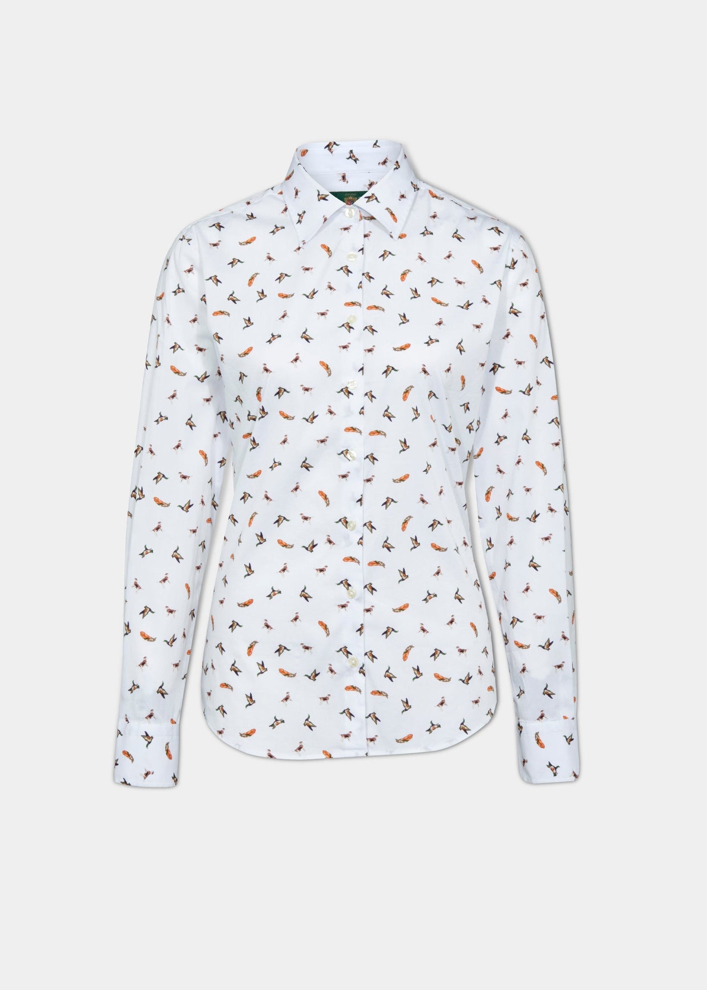 ladies-printed-cotton-country-shirt-dog-duck-design